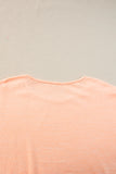 Apricot Pink Button Detail Batwing Sleeve Casual Tee
